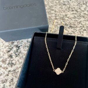 Bloomingdale's 14K Gold and Diamond Clover Necklace